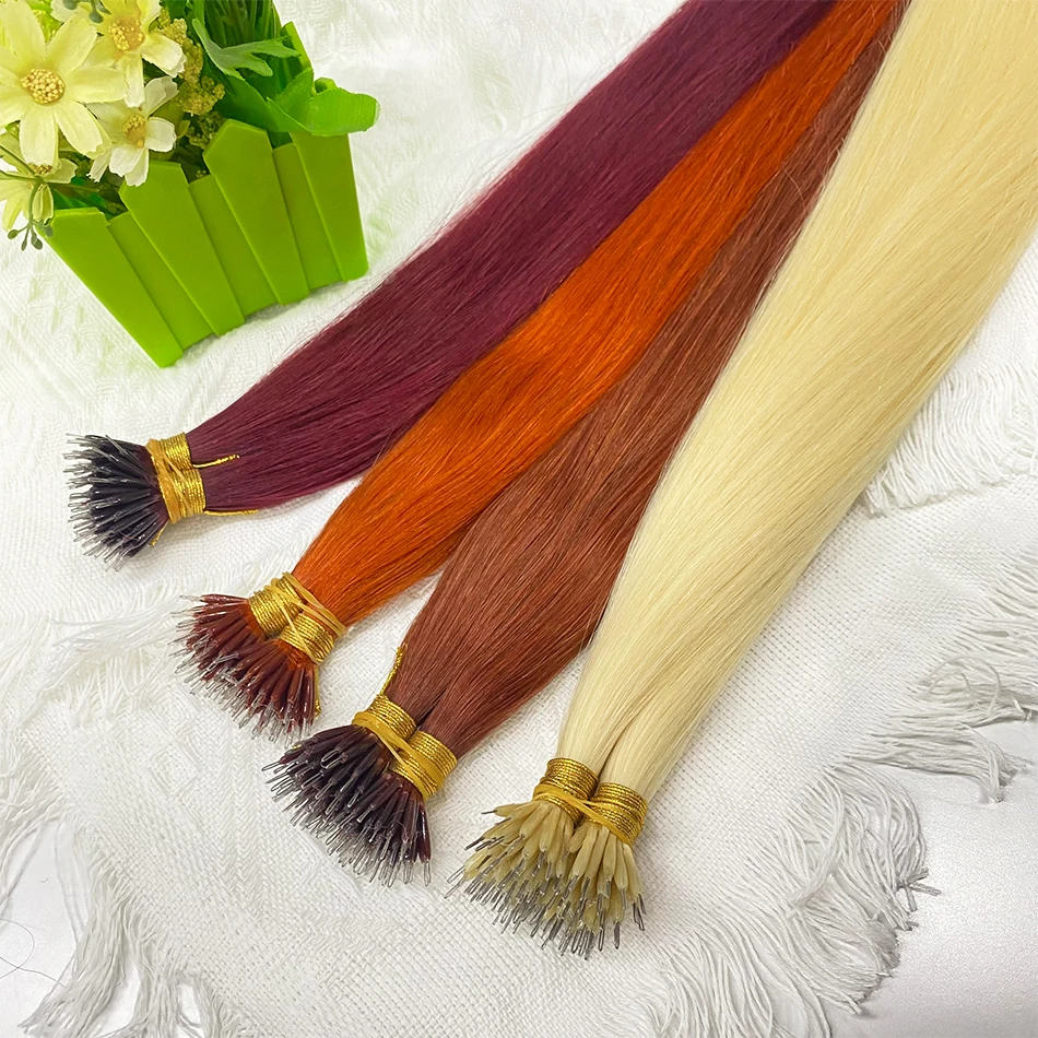 Прямые волосы нано-кольцевые кончики наращивание волос натуральный настоящий