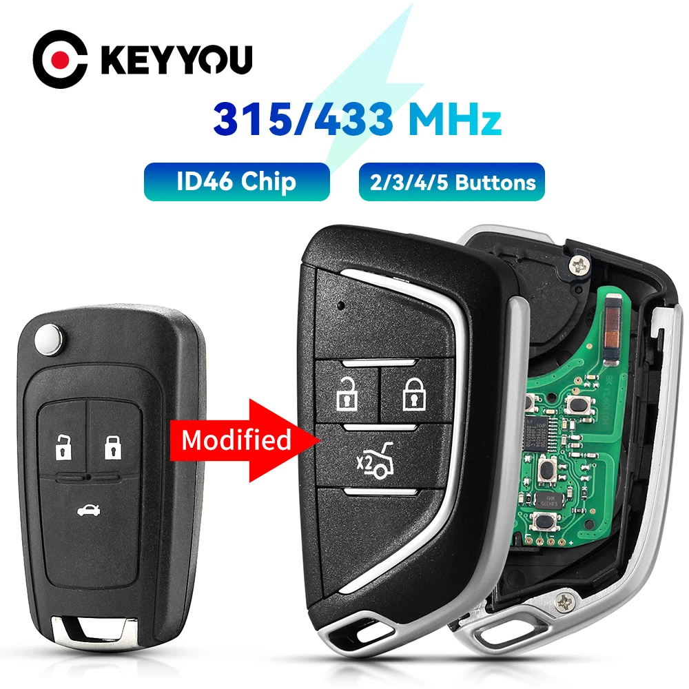 Remote Key For Chevrolet Cruze Sail Orlando Malibu Aveo Spark 315/433 Mhz Id46 Chip Smart Control Flip Key