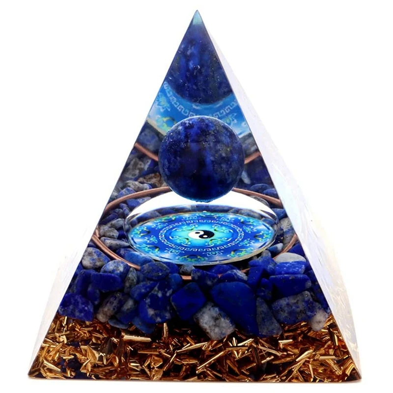 Оргонитовая пирамида Лазурит Сазар с круглым шаром Taegeuk фигурка пирамиды