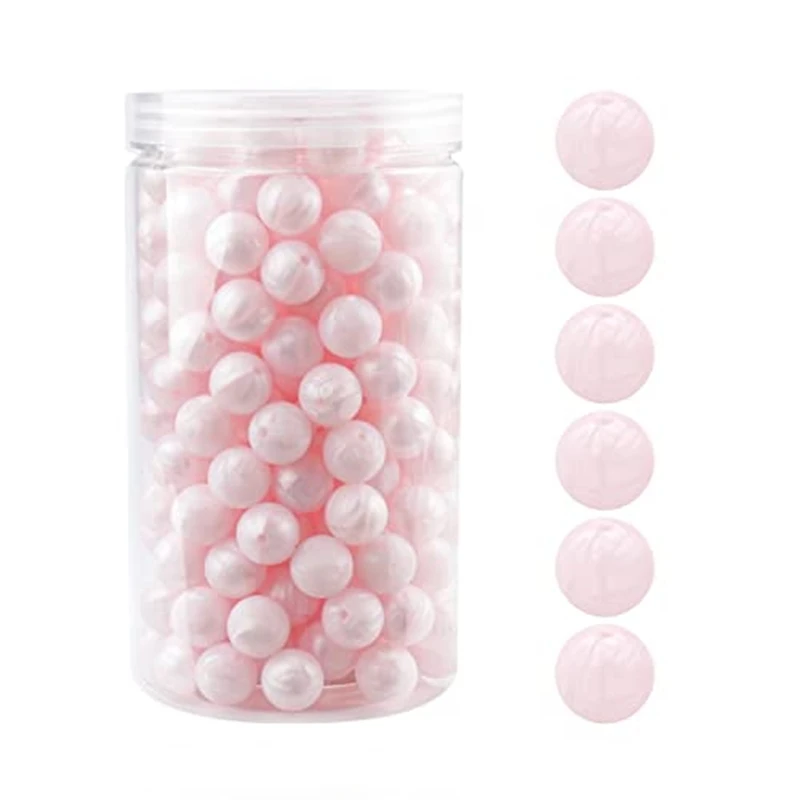 

105Pcs Silicone Beads, 15Mm Bulk Round Silicone Beads Loose Beads For Necklace Bracelet Lanyard Keychain Making