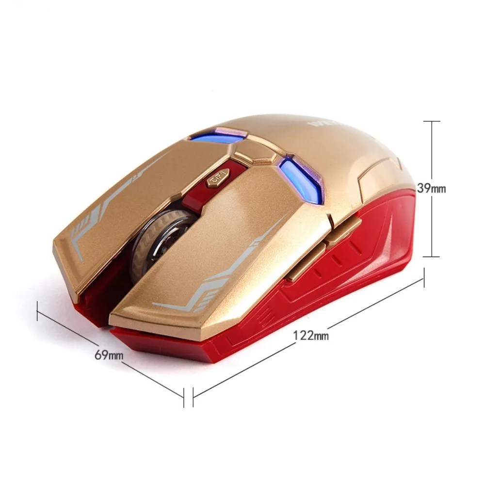 6-кнопочная беспроводная мышь Iron Man с бесшумным щелчком, RGB светодиодная, легкая, эргономичная конструкция для ПК, Mac, офисных игр (art.: 3920ce166ae41) - 3920ce166ae41