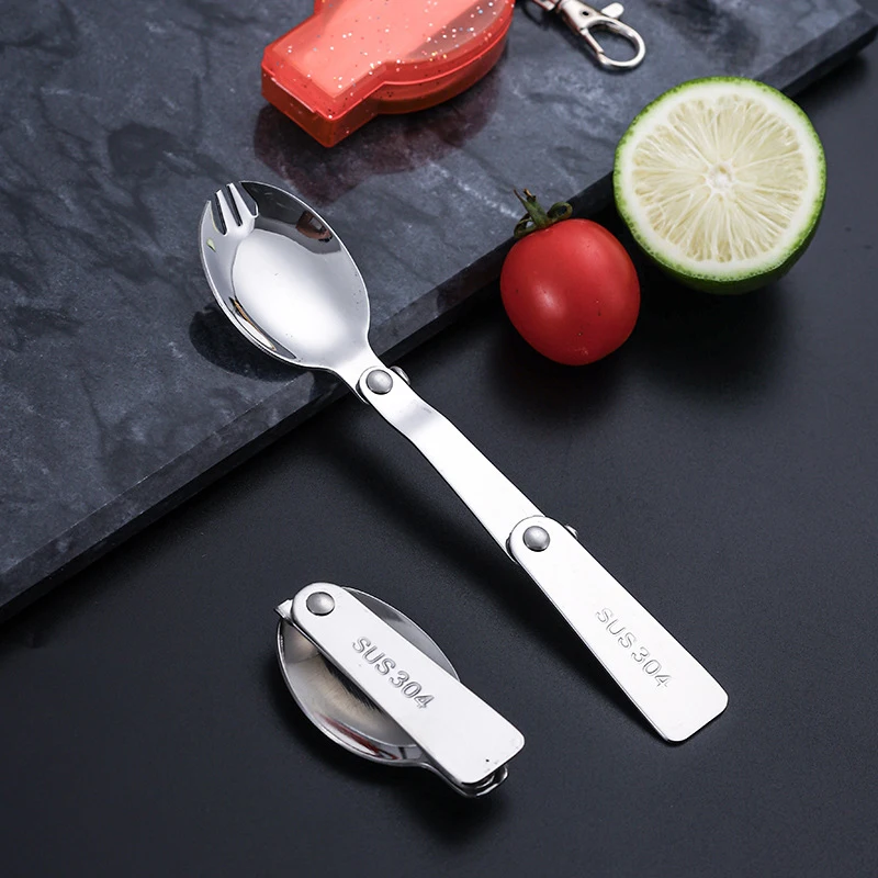 Складная ложка из нержавеющей стали 304 портативная складная многоразовая вилка