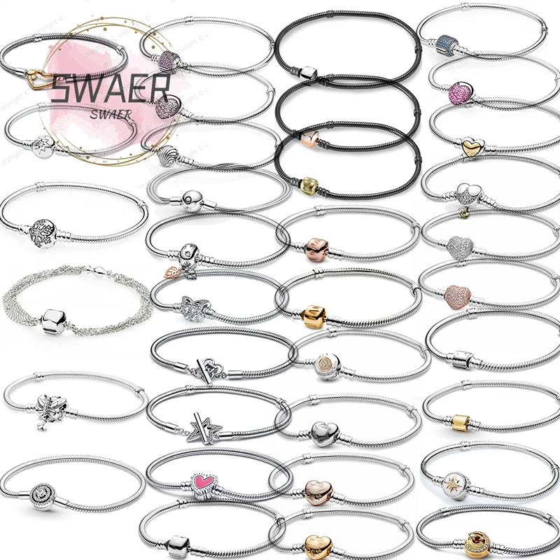 

High Quality Original 925 Silver Pandorars Snake Bone Diy Charm Bracelet For Ladies Preferred Gift