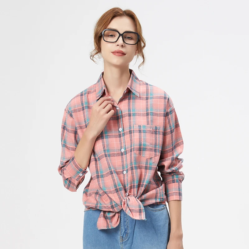 Loose Casual Style Women's Yellow Red Plaid Shirt 2022 New Womens Tops Large Size Long Sleeve Shirts Boutique Clothing images - 6