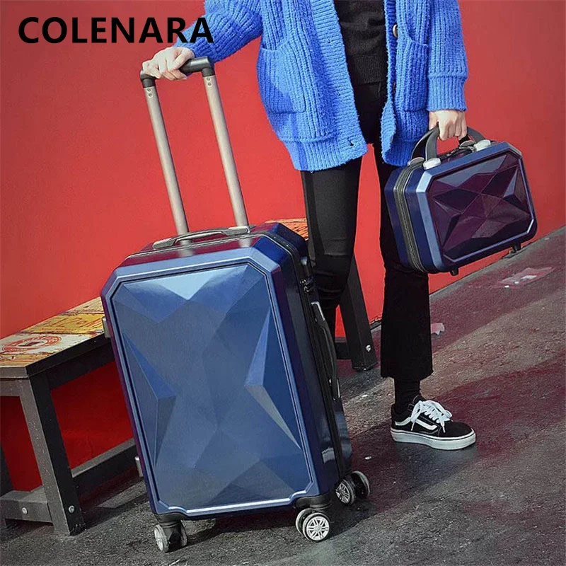 COLENARA 20/24/26/28Inch New Suitcase Men's Fashion Trolley Case Set Women's Portable Makeup Bag with Wheels Rolling Luggage