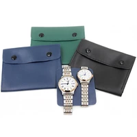 black green blue pu leather snap watch bag packaging bag ring bracelet gift bag travel storage case for men women watch lovers