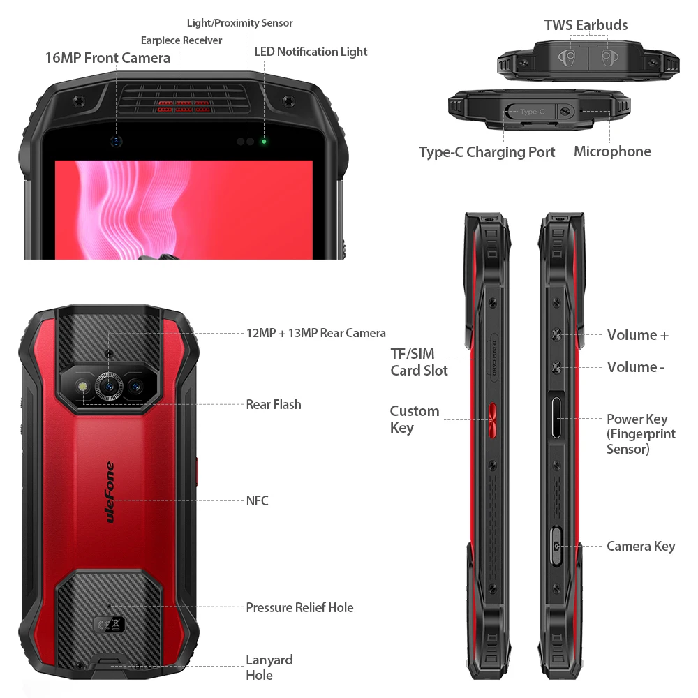 Ulefone Armor 15 IP68 Rugged Cellphone Android 12 Helio G35 Smartphone 6G+128G 5.45