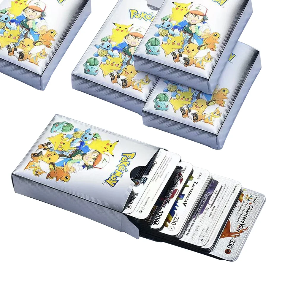 

Карты Pokemon 27-55 шт./компл., металлическая Золотая энергетическая карта Vmax GX, Charizard Pikachu, редкая коллекция, Боевая тренировочная карта, детские и...