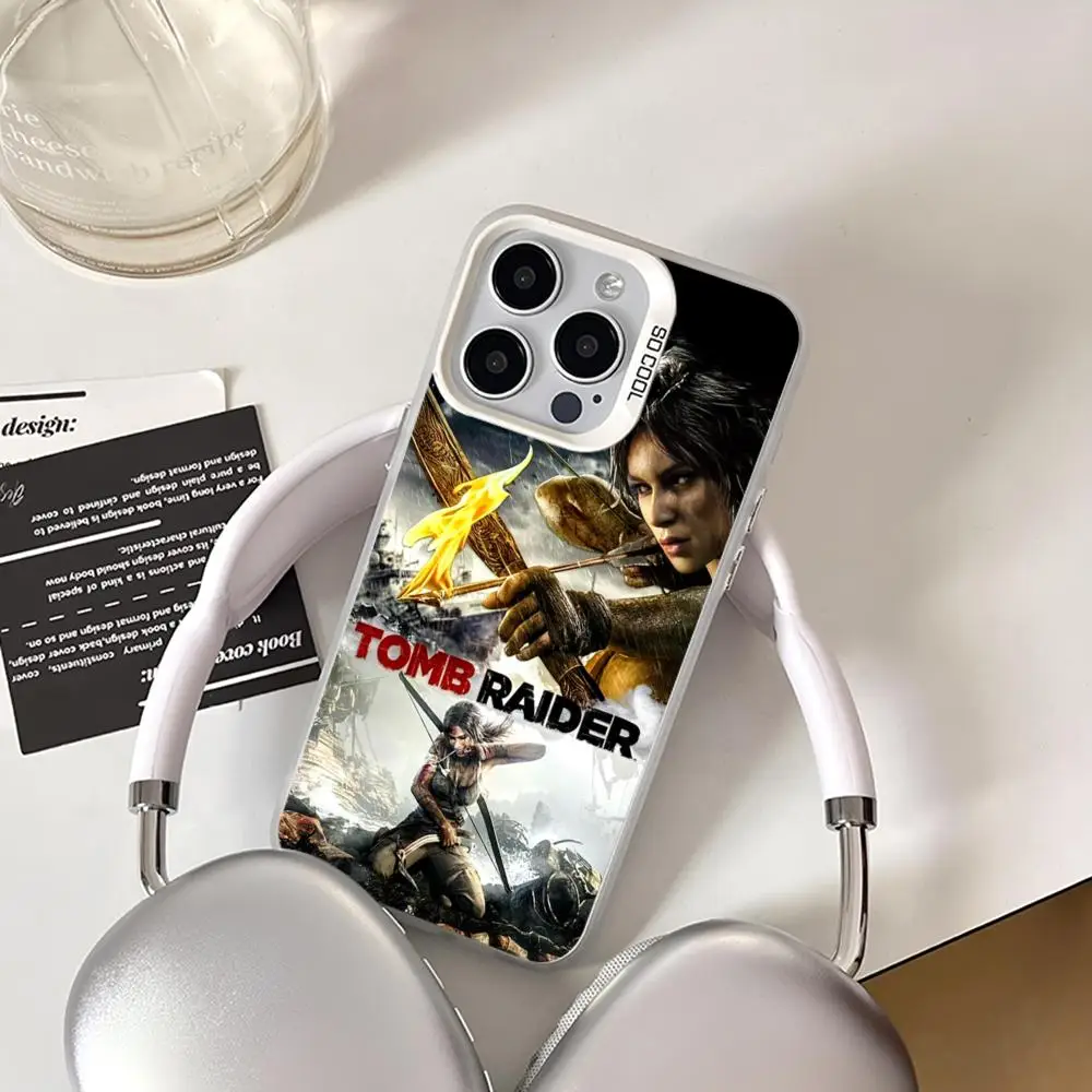 Чехол для телефона L-Lara Croft Tomb Raider Iphone 16-11 Pro Max Xr X Xs 8 7 Plus белый цвет серебристый