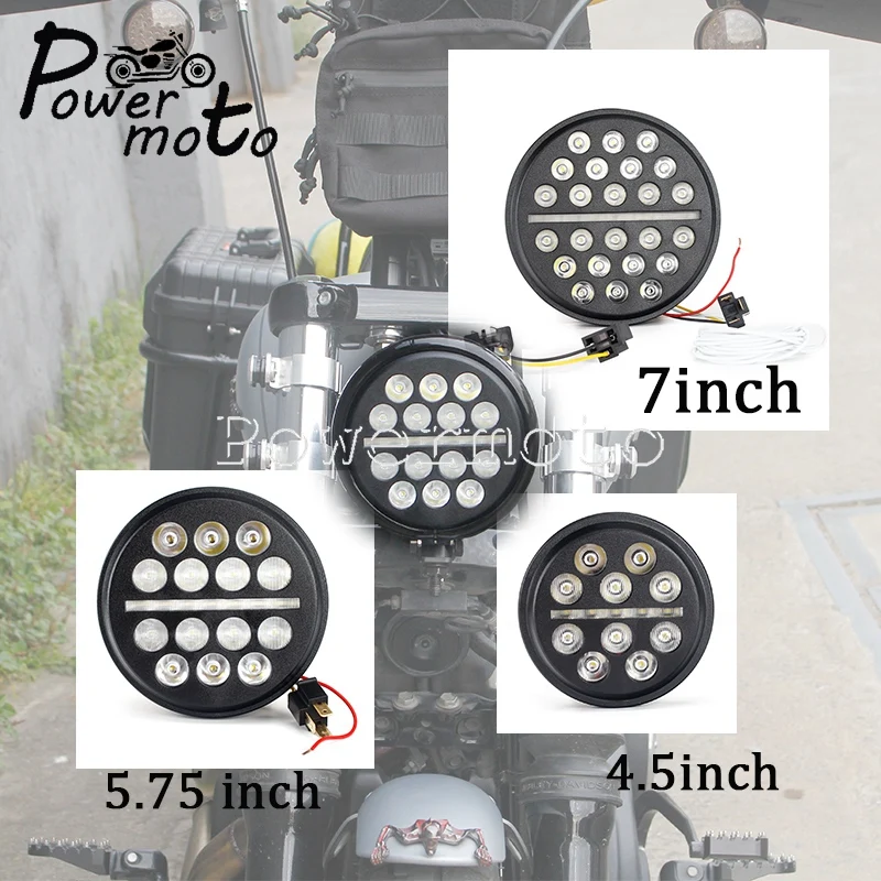 

7-дюймовый 5,75 дюймовый 4,5 дюймовый мотоциклетный круглый светодиодный налобный фонарь дальний и ближний свет с ДХО фара для Suzuki BMW Harley Cafe Racer
