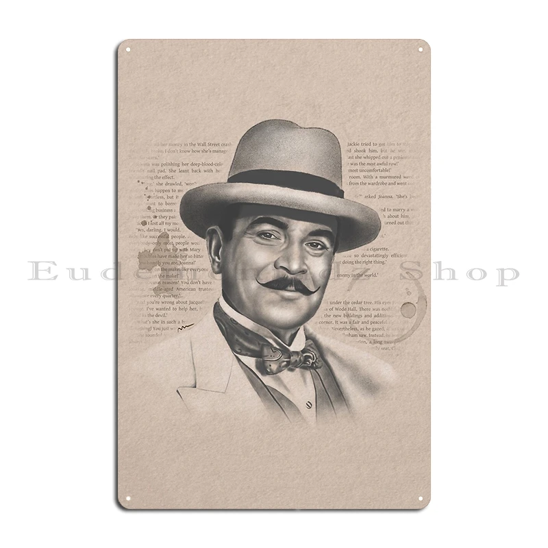 Hercule Poirot Metal Plaque Poster pub Garage Plaques Wall Design Tin sign