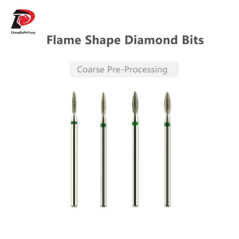 Бриллиантовые насадки в форме пламени для удаления кутикулы и мозолей