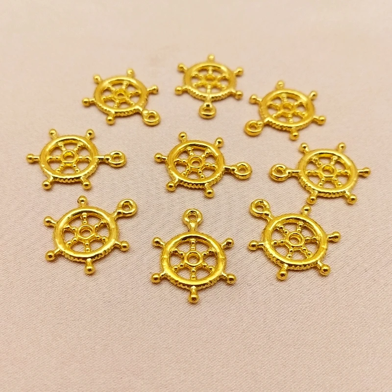 

Youga 20pcs/Pack 15*20mm Gold Hollow Rudder Alloy Pendant Accessories DIY Making Jewelry Earring Necklace Bracelet Sweater Chain