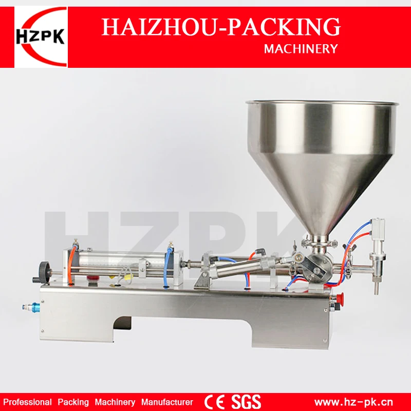 

HZPK Semi-Automatic Tabletop One Nozzle Tomato Paste Thick Cream Filling Small Industrial Food Grade Packing Machine 50-500ml