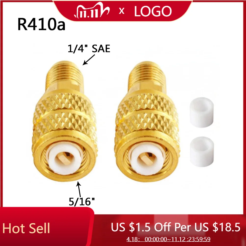 

2pcs Brass R410a Adapters Female 5/16" SAE Male 1/4" SAE For Refrigerant R22 Adapter Connection Adapter