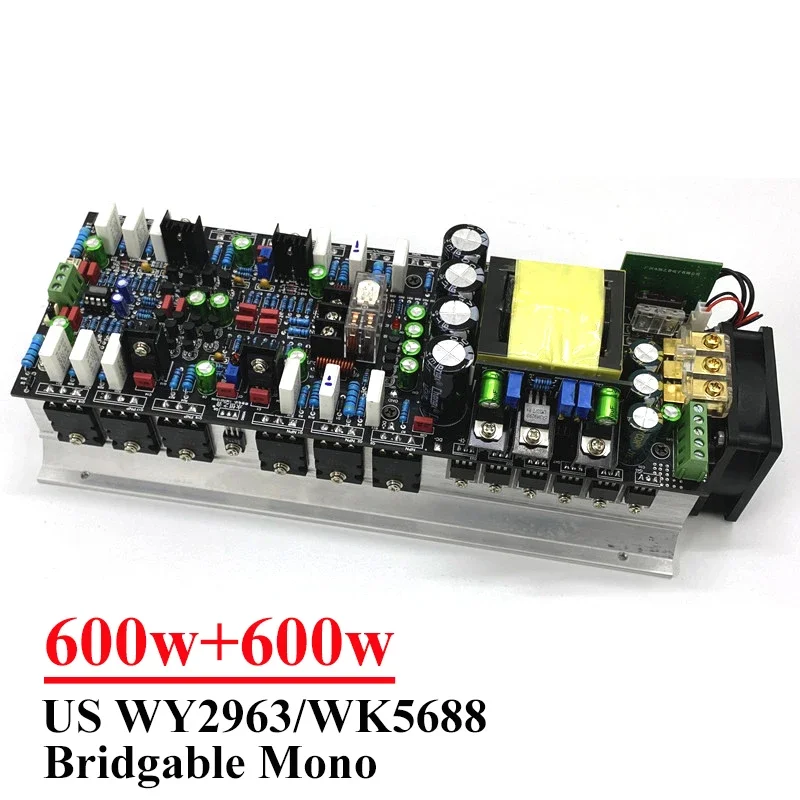 

600w*2 2-channel Power Amplifier Board High Power Class AB Amplifier Can Bridge Mono 12 Pcs Us WK5688/WY2963 Transistor HIFI