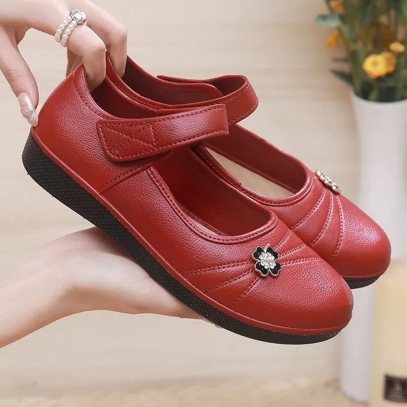 Comfortable Mary Jane Shoes Ladies Fashion Flat Shoes Soft Leather  Women Loafers Female Non Slip Work Shoes Mom Flats Footwear
