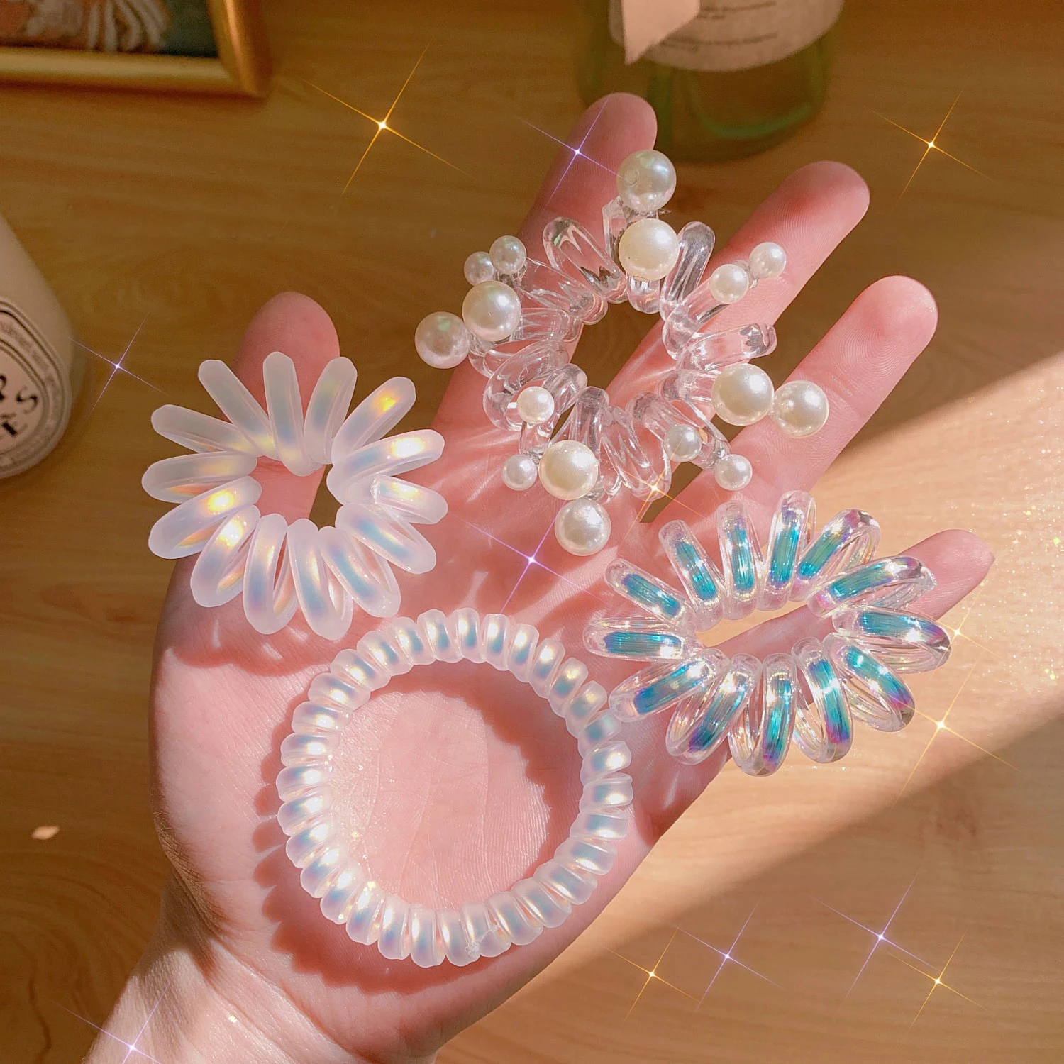 

Женские резинки для волос с телефонной проволокой, эластичные резинки для девочек, модные Прозрачные резинки для волос, завязки для волос, держатель для конского хвоста, аксессуары для волос