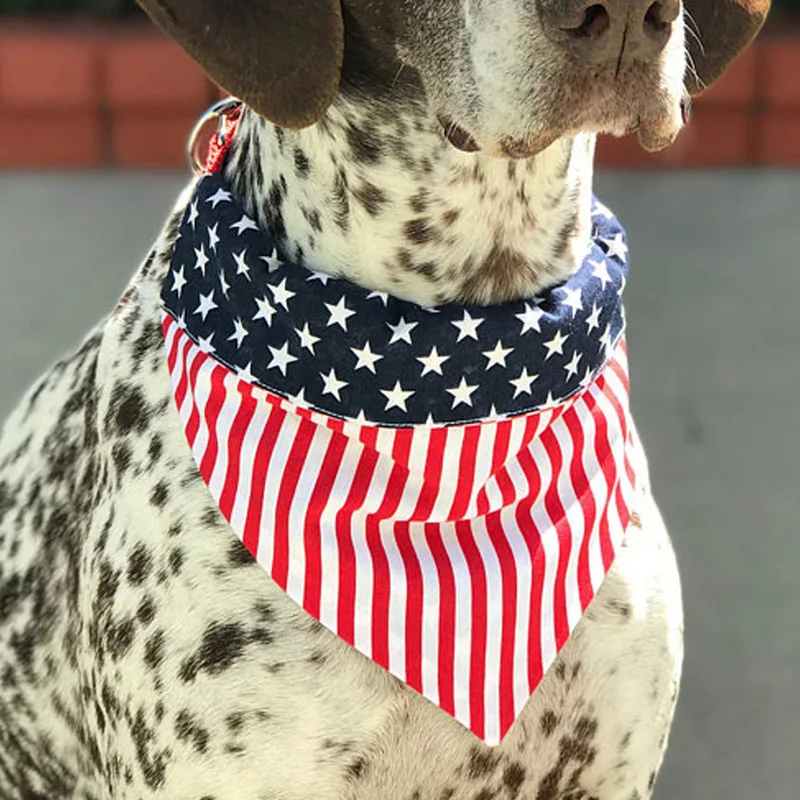 

Independence Day Pet Cat Puppy Dog Accessories for Small Dogs Pet Supplies Pet Saliva Towel American Flag Dog Bandana