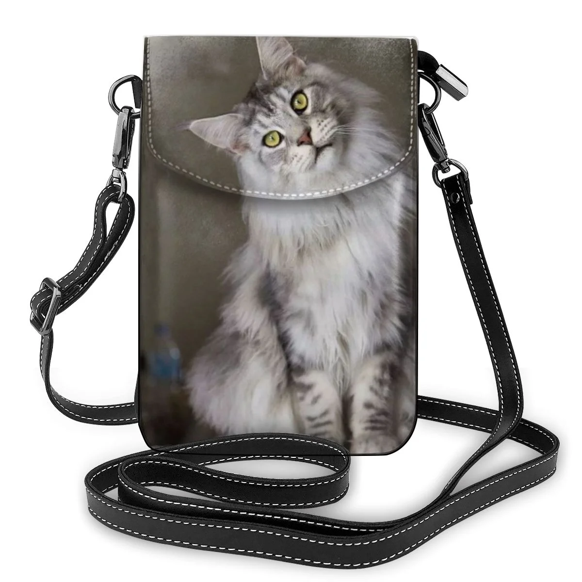 

Brand Maine Coon Cat Print Street Shoulder Bag Girl's Leather Bag Women's Trend Women Bags Slim Student Purse Dropship