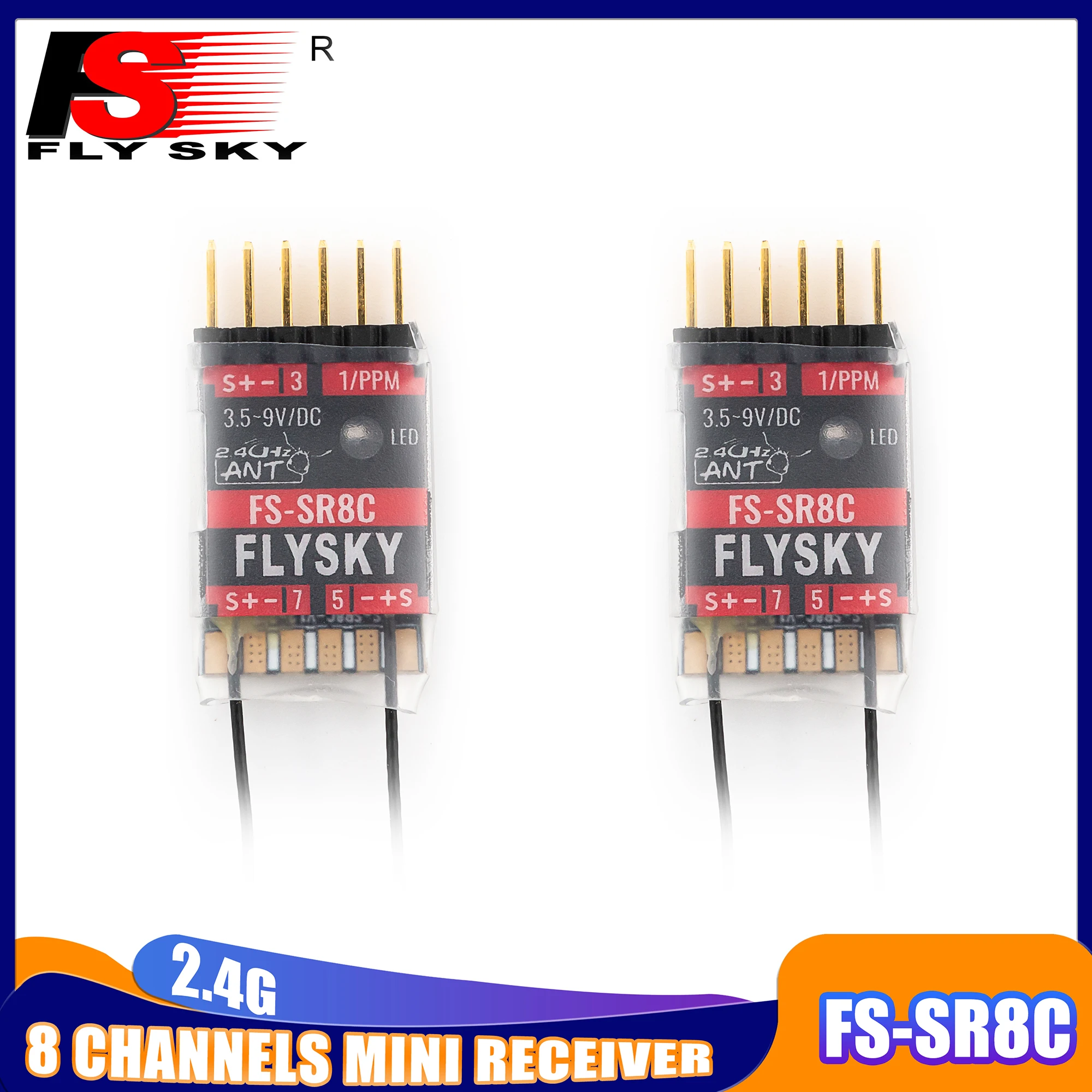

FLYSKY 1/2/4PCS FS-SR8C 8CH 2.4G Receiver Dual Antenna for RC Fixed Wing Gliders Robot Model Toy ANT Protocol Transmitter FS-ST8
