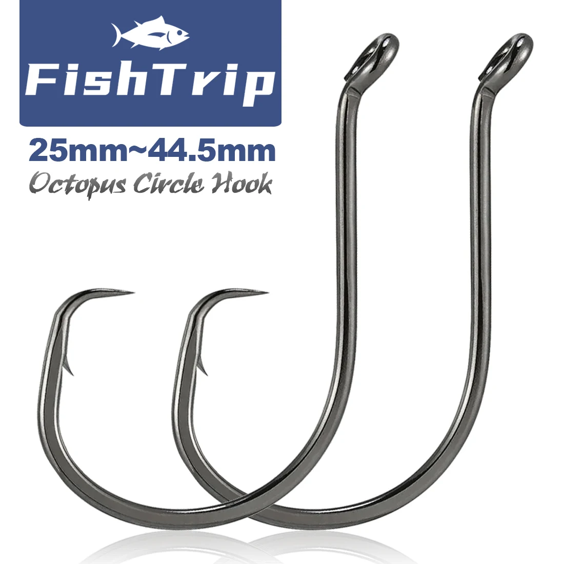 

FishTrip Octopus Circle Hook Live Bait Inline Hook for Tarpon or Trolling for Sailfish with Bridle Rig Saltwater & Freshwater