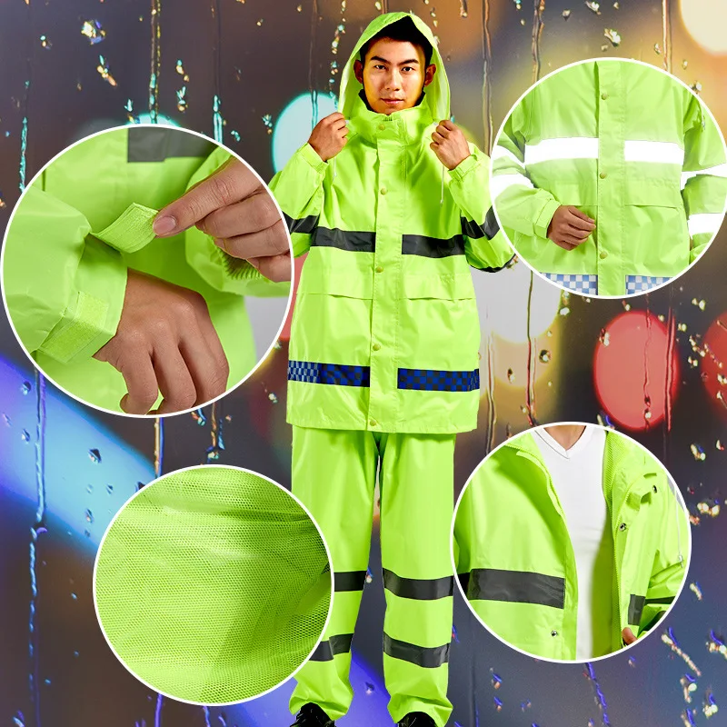 

Zipper Adults Raincoat Jacket Suit Pants Thick Cycling Raincoat Unisex Travel Yellow Gabardinas De Hombre Bike Raincoat