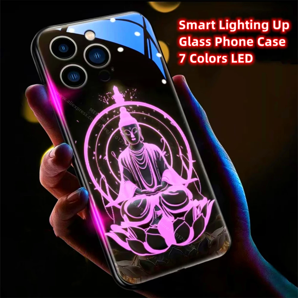 Чехол для телефона из закаленного стекла Great Fortune Dragon Smart LED Light Glow для Samsung S25 S24 S23 S22 S21 S20 FE Note 10 20 Plus Ultra (art.: 3920cebcba251) - 3920cebcba251