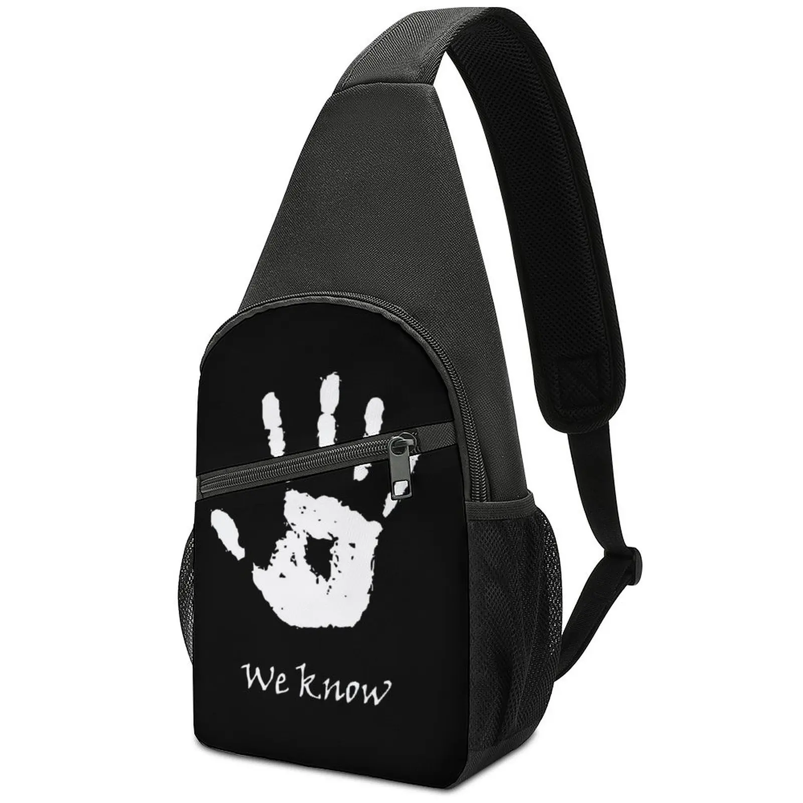

Dark Brotherhood Skyrim We Know Shoulder Bags RPG Game Novelty Chest Bag Men Cycling Sling Bag Outdoor Style Graphic Small Bags