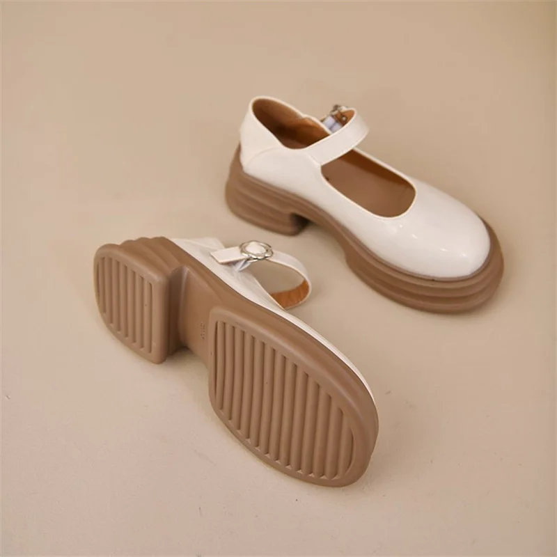 2023 Spring New Women'S Leather Shoes Black Loafers Korean Style Middle Heel Fashion Design Casual Shoes Party And Office Wear