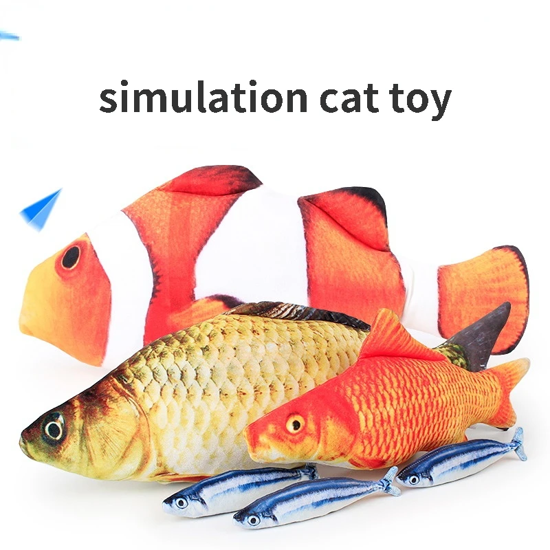 

2022 new pet supplies plush simulation fish with catnip cat toy crucian carp saury carp funny cat toy interactive pet supplies