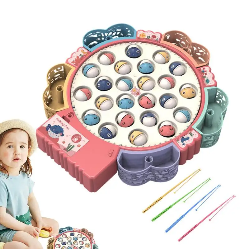 

Magnetic Fishing Game Toy Family Children Backyard Colorful Toy Games With 4 Fishing Rods Rotating Pole And Rod Fish Board