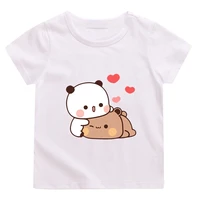 cartoon panda bear bubu and dudu t shirt kids100 cotton summer tops girls kawaii printed ullzang tees boys o neck anime t shirt