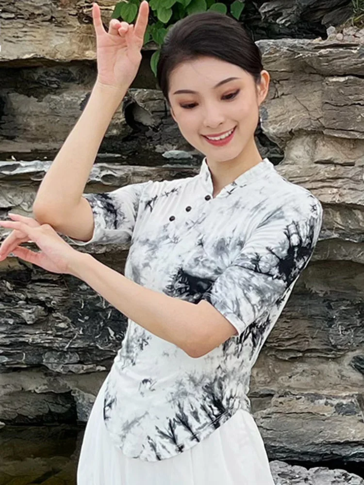 

Evening High Collar Modern Dance Tops Original Carnival Women Costumes Latin Costume Cheongsam Ballet Wear Flamengo Jazz Pole