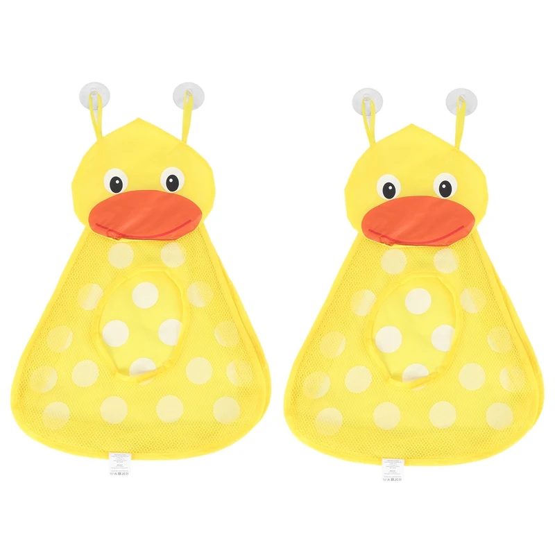 

2X Bath Toy Organiser,Cute Toddler Toy Storage Caddy,Bathtub Toy Storage Bags For Kids With 4 Strong Suction Cups-Duck