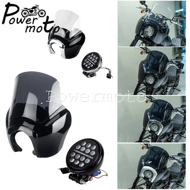 

Налобный фонарь, лобовое стекло, 12 В, кругласветодиодный светодиодная фара, комплект обтекателей для фар Harley Softail Low Rider S 114 117 FXLRS 2020-2022
