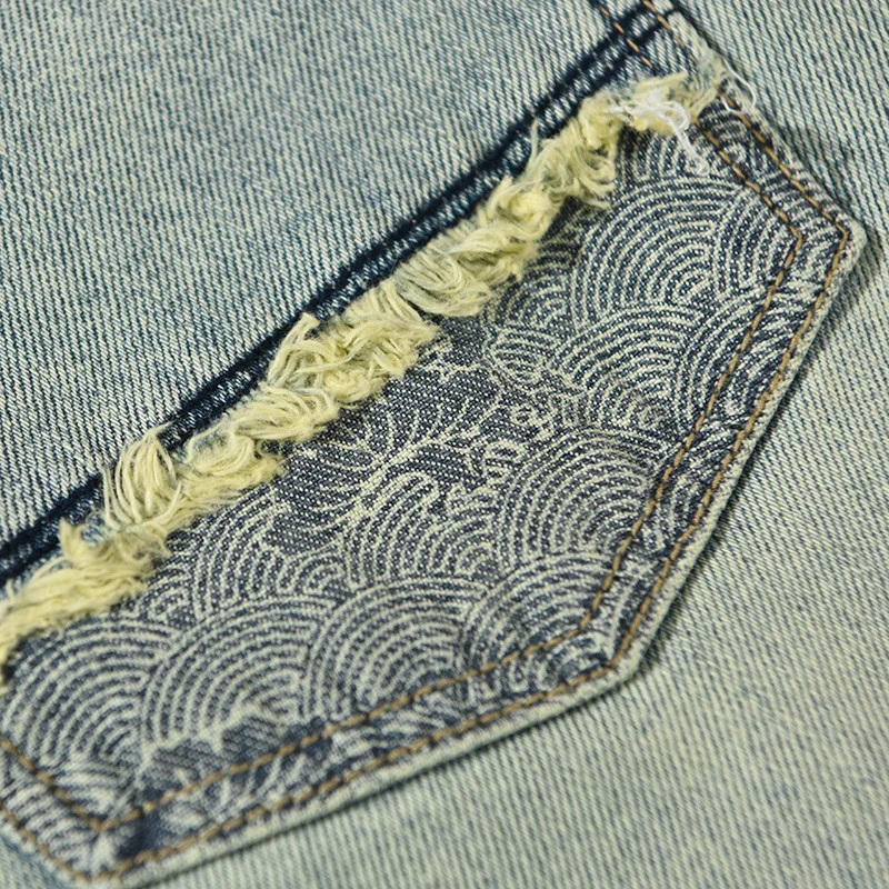 2023 Spring Summer New Casual Ripped Jeans for Men Clothing Soft Cotton Streetwear Loose Oversize Men Trousers A1015