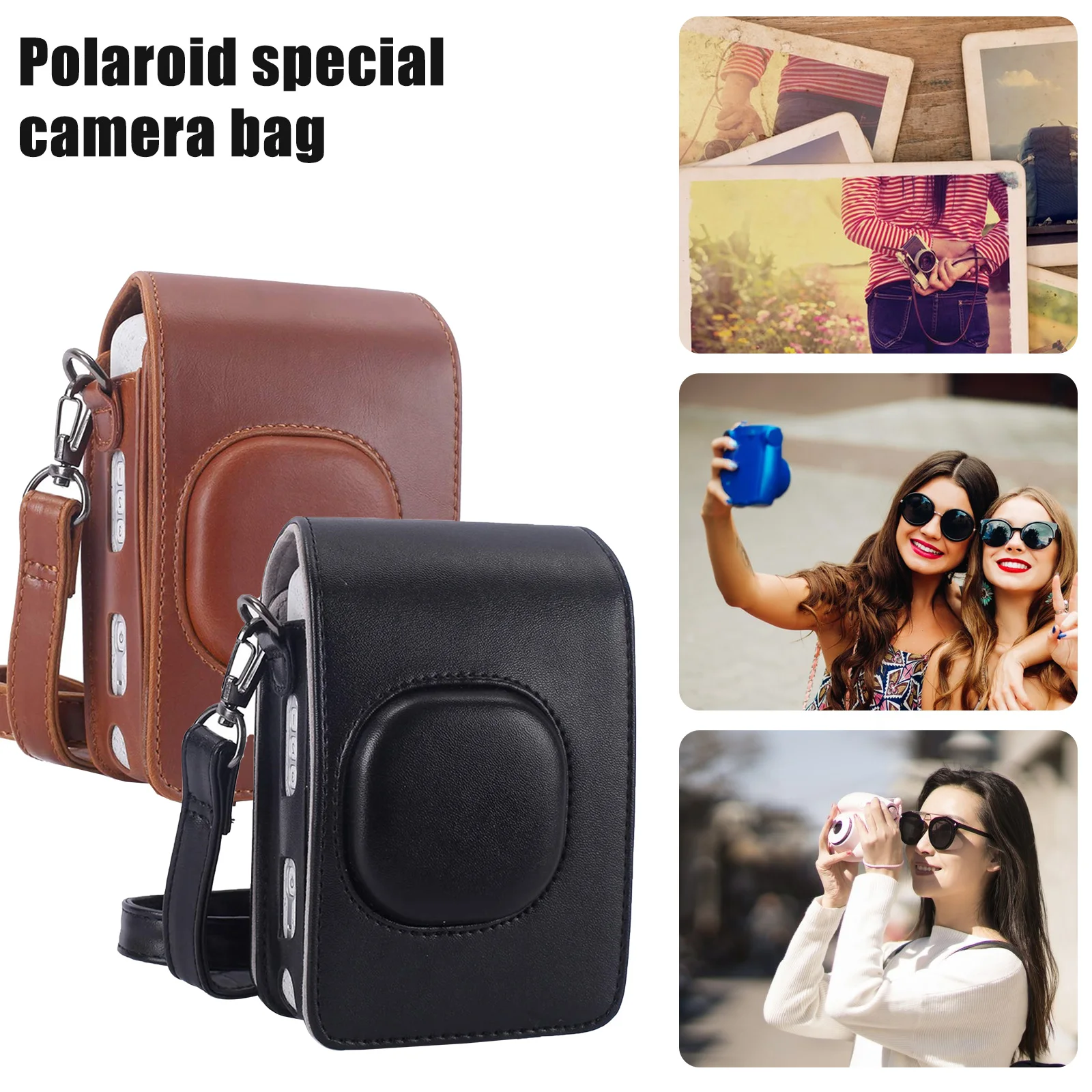 

Защитный чехол в стиле ретро для камеры Polaroid Mini с плечевым ремнем, чехол из искусственной кожи, защитный чехол для камеры, сумка через плечо