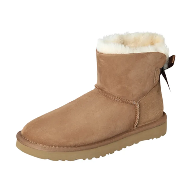

ENMAYER 2022 New Style Short Mini Winter Skin Snow Boots Women Waterproof Natural Ankle Boots Fur Lined Ankle Warm Flat Shoes