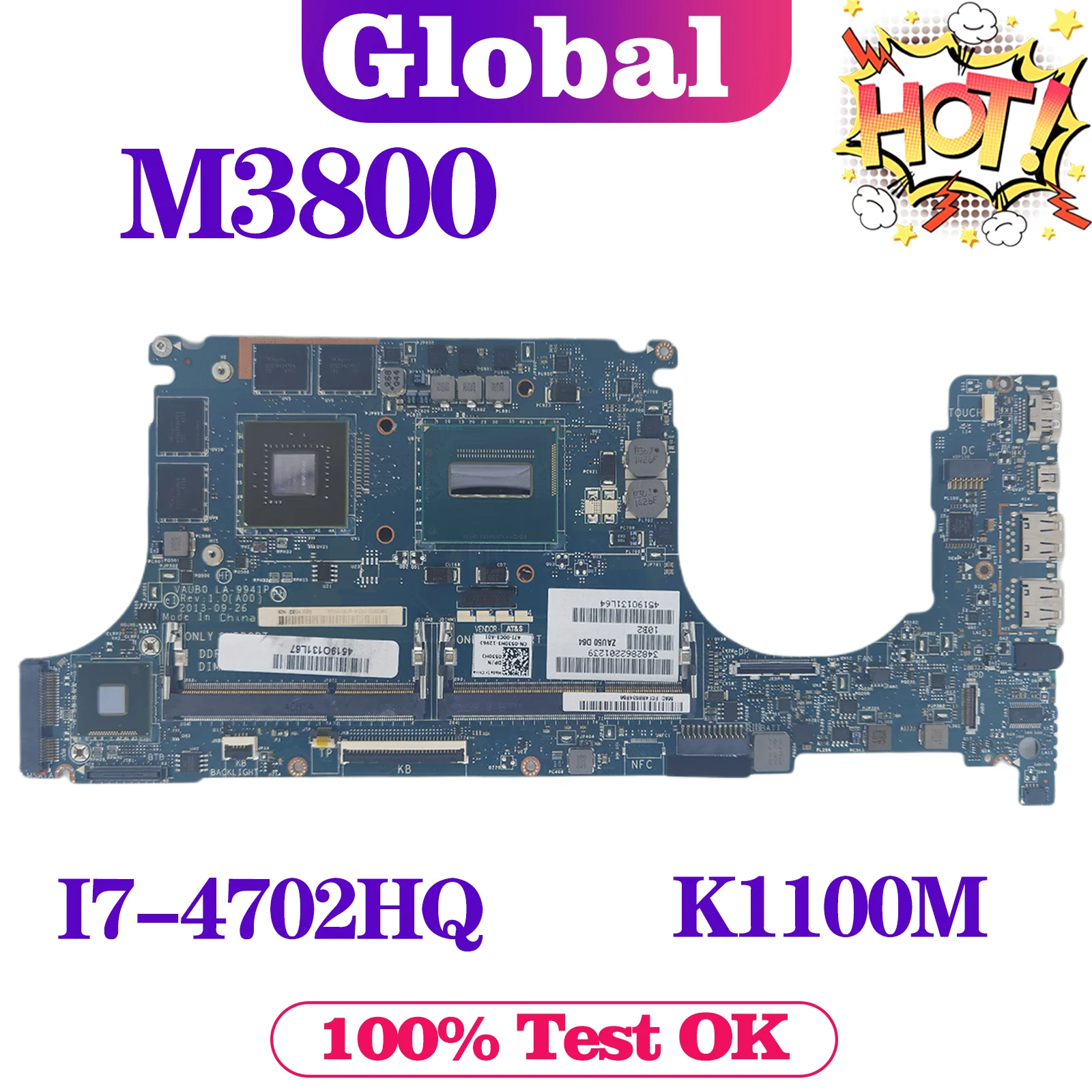 Материнская плата KEFU для ноутбука DELL XPS15 9530 Precision M3800, материнская плата для ноутбука, аналогичная модели с процессором i7-4702HQ K1100M/2GB-GPU