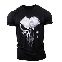 mens t shirt punisher skull pattern short sleeve outdoor sportswear stretch thin section breathable lightweight large size hand