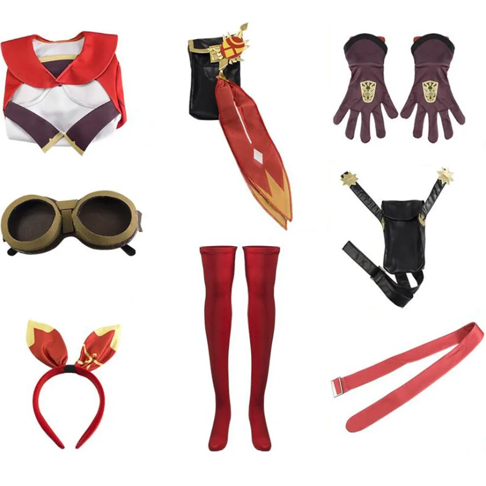 Anime Cosplay Genshin Impact Amber Halloween Clothes Costume