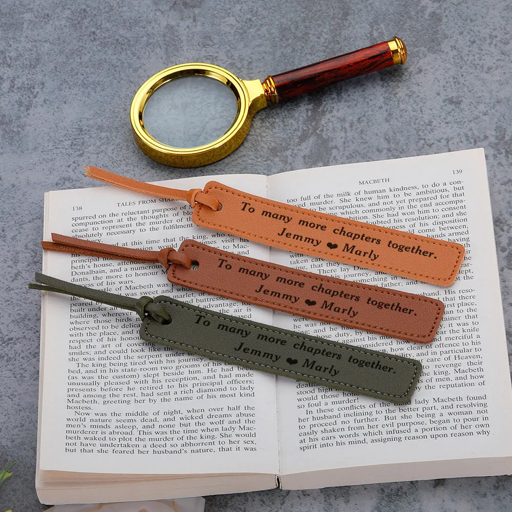 

Personalised Leather Bookmark Custom Name Couple Anniversary Gift Leather Bookmark for Reader Lover Christmas Birthday Souvenir