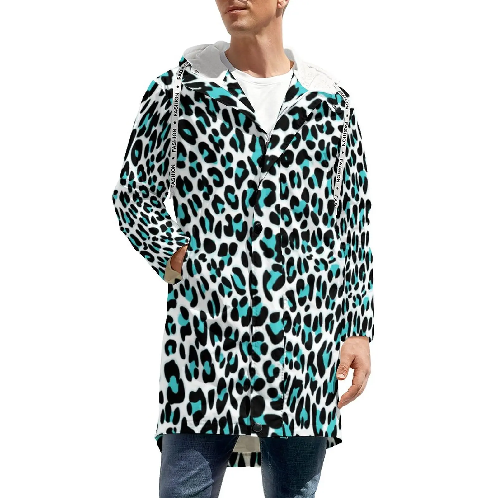 

Пальто с леопардовым принтом, синие и черные уличные повседневные теплые ветровки, Мужская Уличная одежда на заказ, ветрозащитные зимние ку...