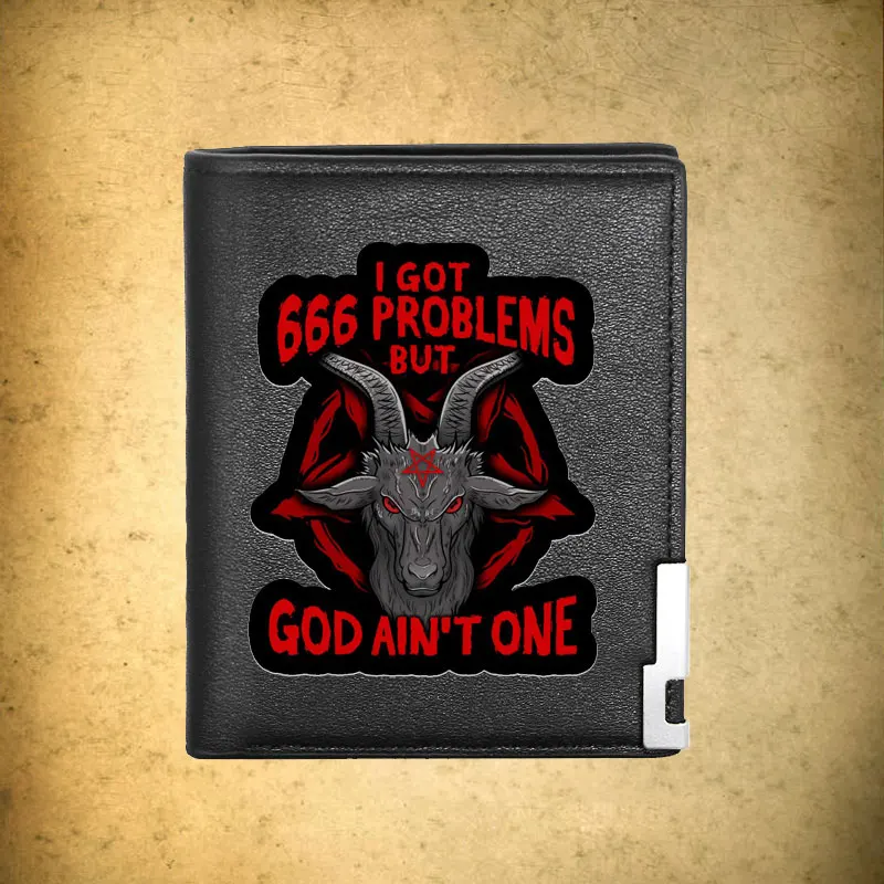 

Vintage Classic Demon Satan Printing Pu Leather wallet Men Bifold Credit Card Holder Short Purse Male