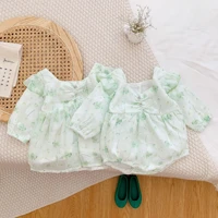 baby onesie girl baby autumn foreign style bag fart clothes romper princess green flying sleeve skirt