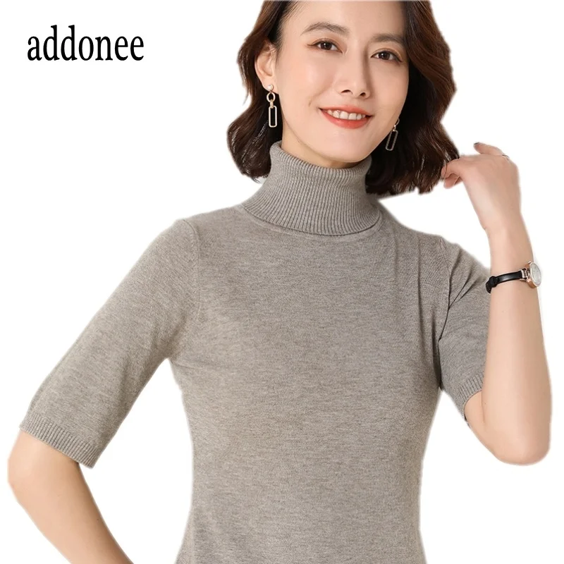 

Latest Spring Summer Women Female Turtleneck Knitted Half Pullover Sweater SoftSolid Comfortable Casual