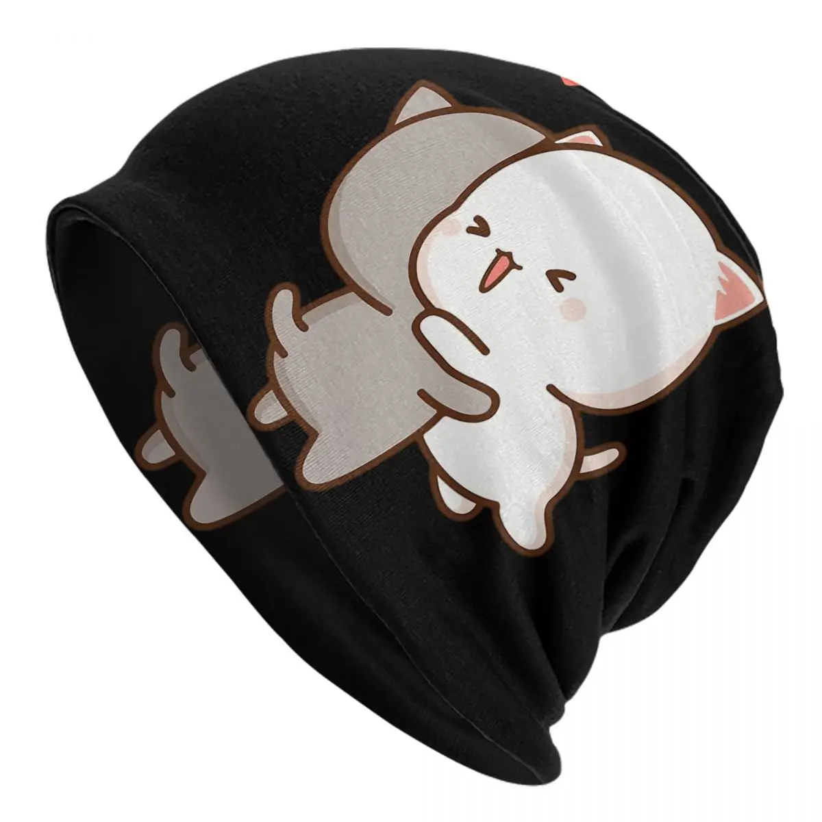 Peach And Goma Hug - Mochi Peach Cat Caps Men Women Unisex Streetwear Winter Warm Knit Hat Adult funny Hats