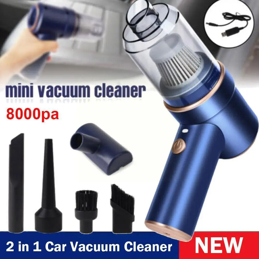 

8000Pa 2 in 1 Car Vacuum Cleaner Wireless Charging Compressed Air Duster Handheld High-power Air Blower Duster For Home Off O8Y1