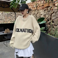 all match loose simple long sleeved autumn and winter new round neck letter printing fashion trend college gentle wind sweater